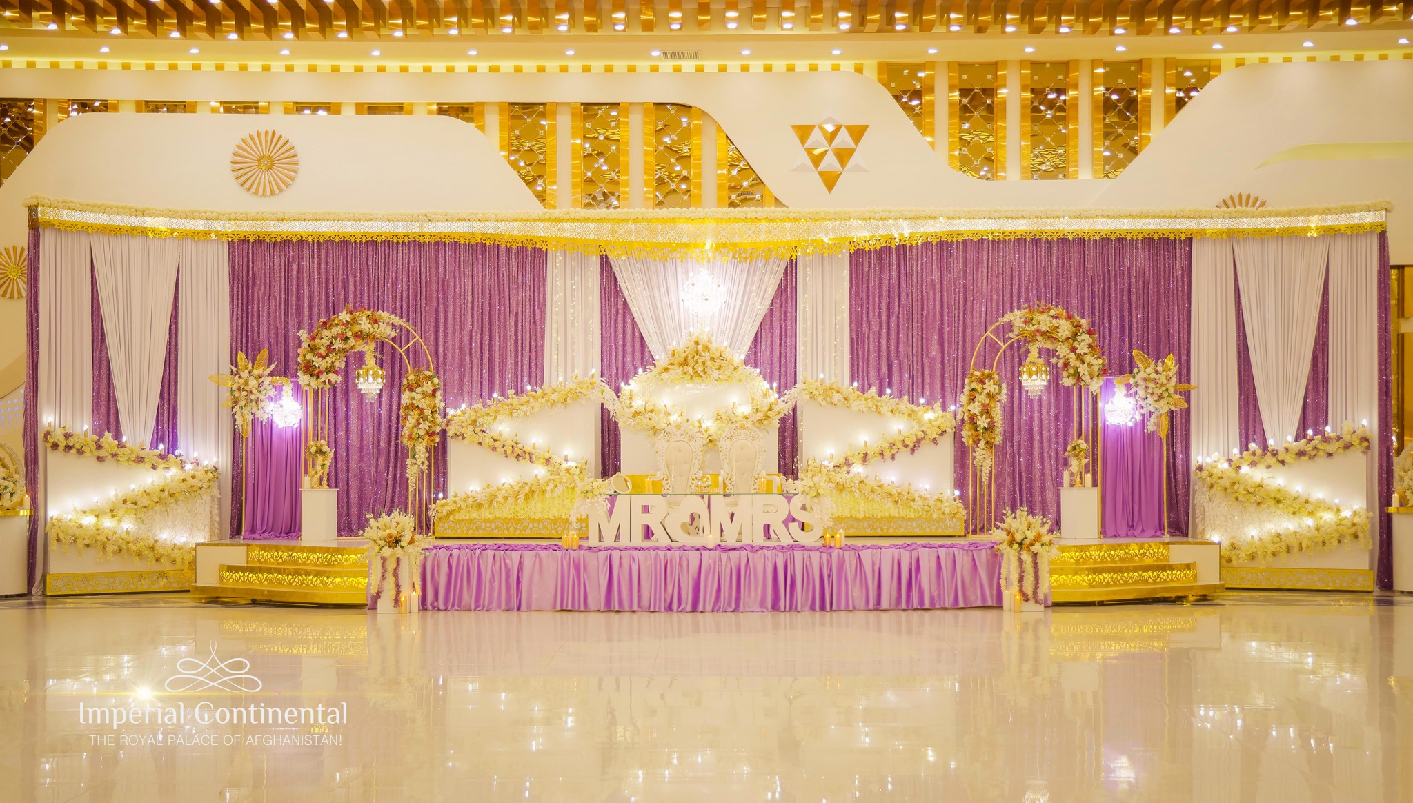Bride and groom stage
