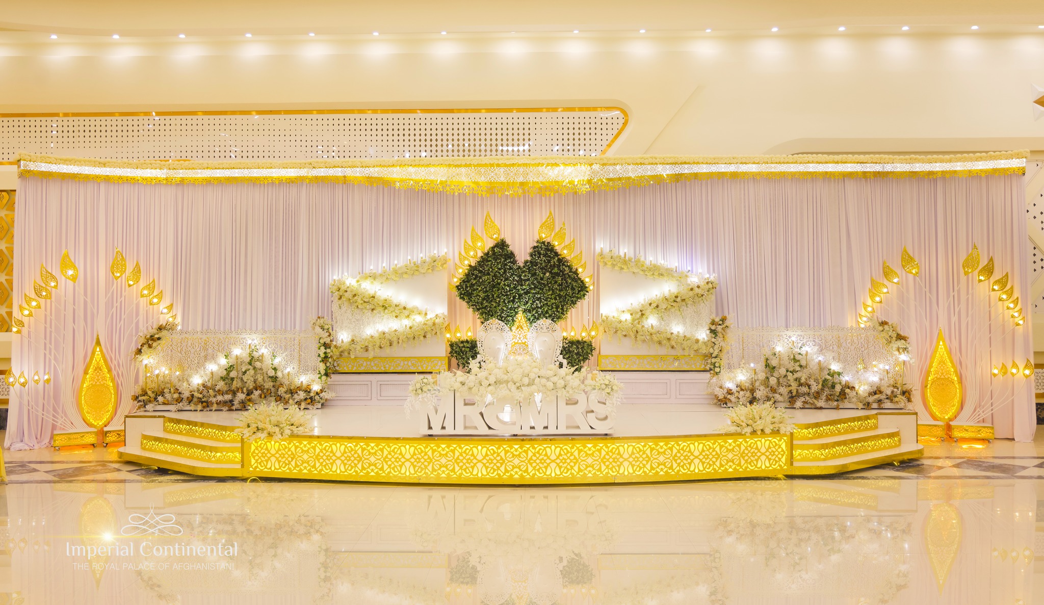 Bride and groom stage